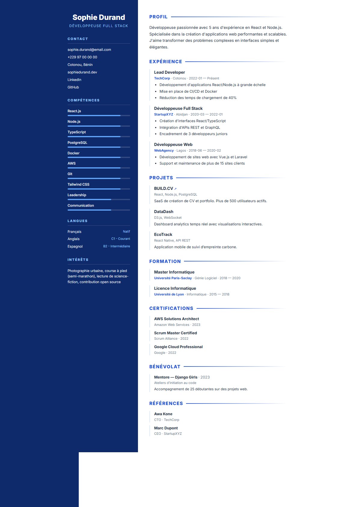 Modèle de CV Azure