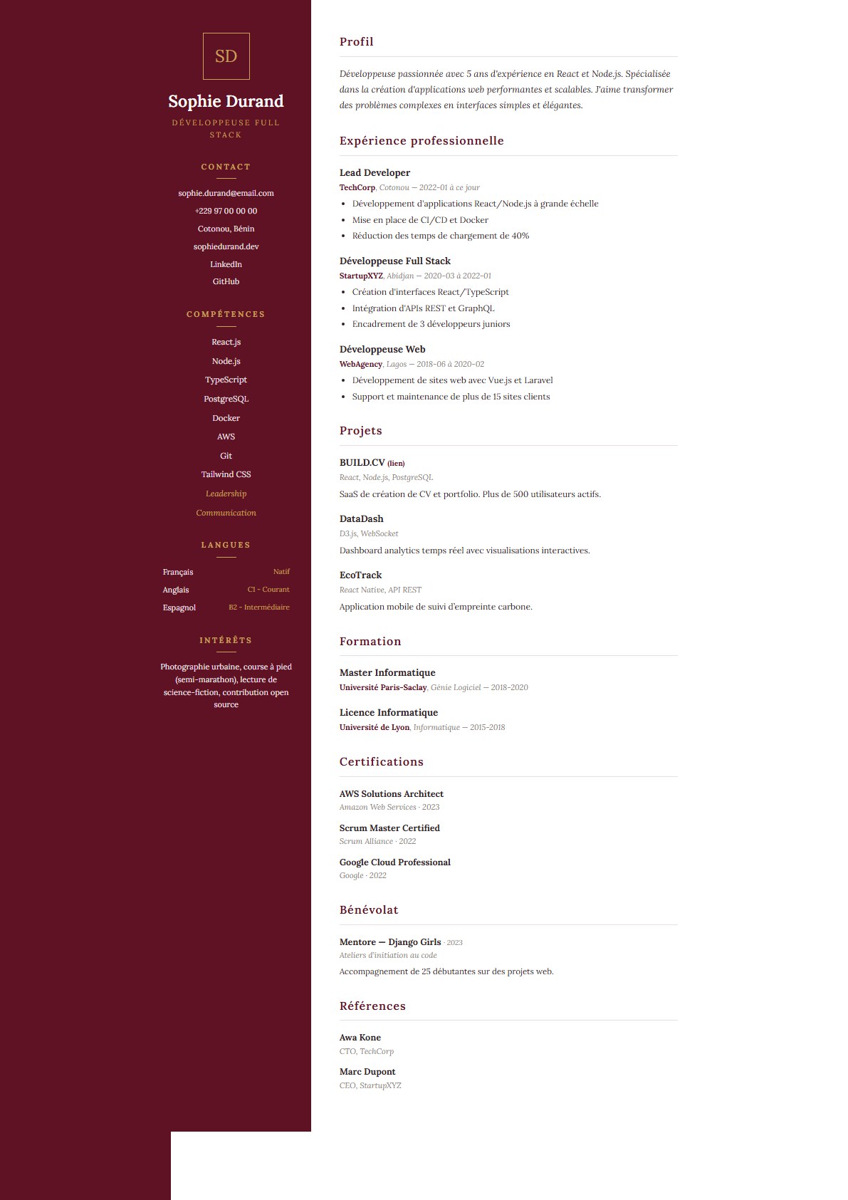 Modèle de CV Bordeaux