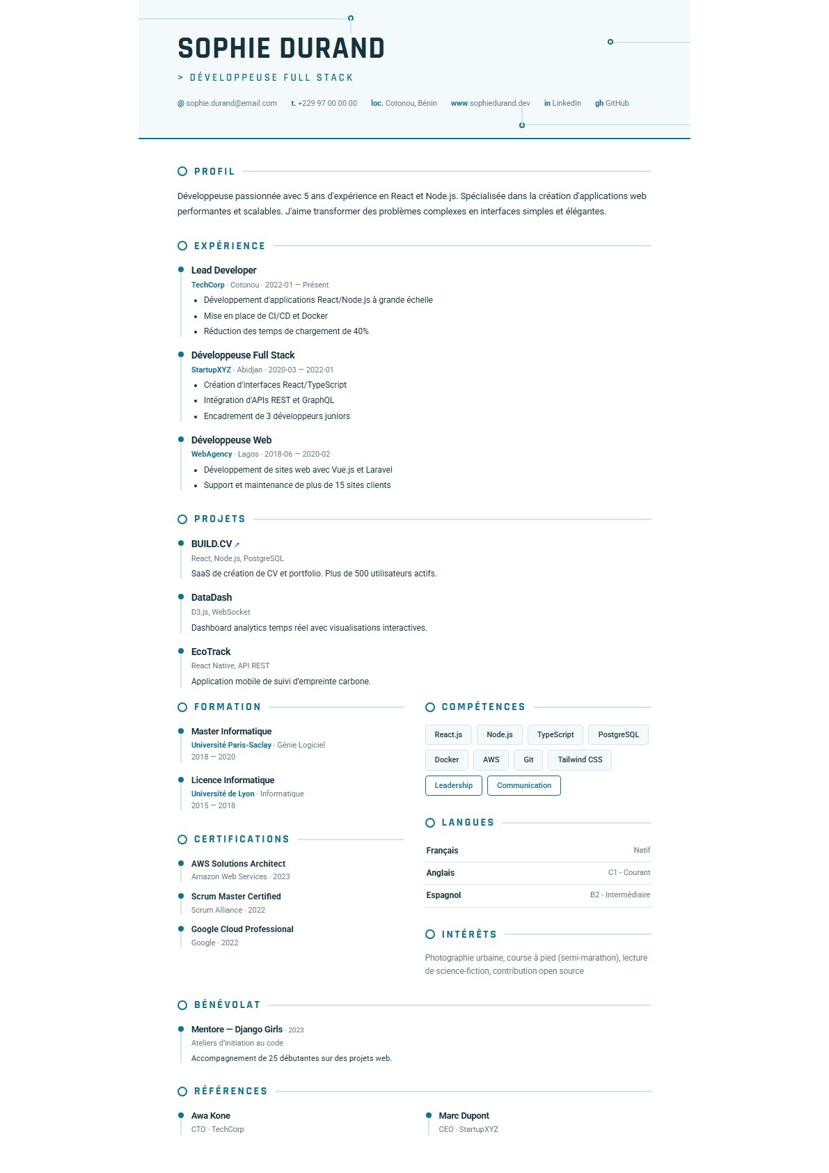 Modèle de CV Circuit