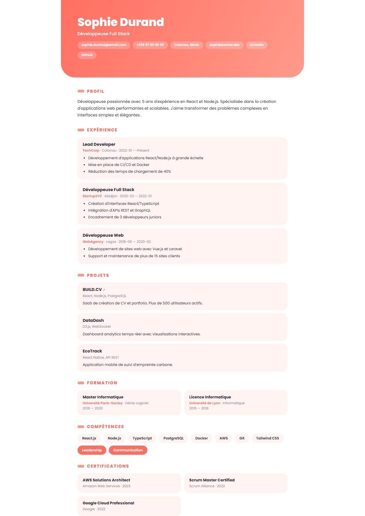Modèle de CV Corail