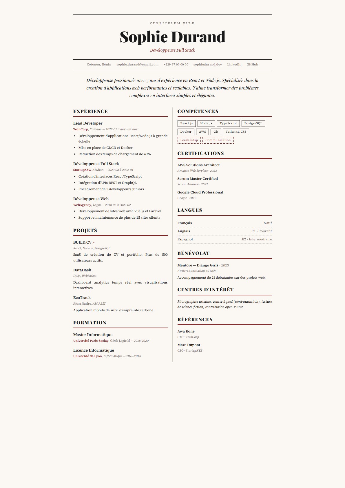 Modèle de CV Éditorial