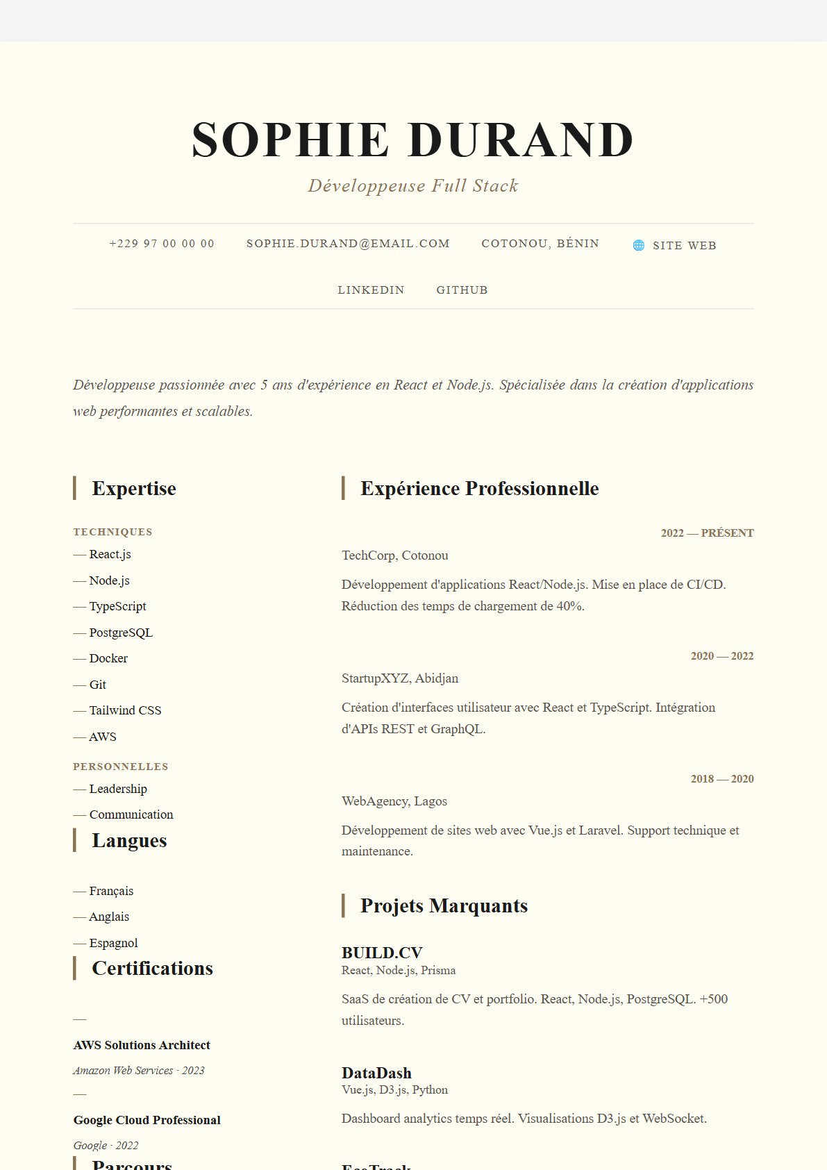 Modèle de CV Elegant