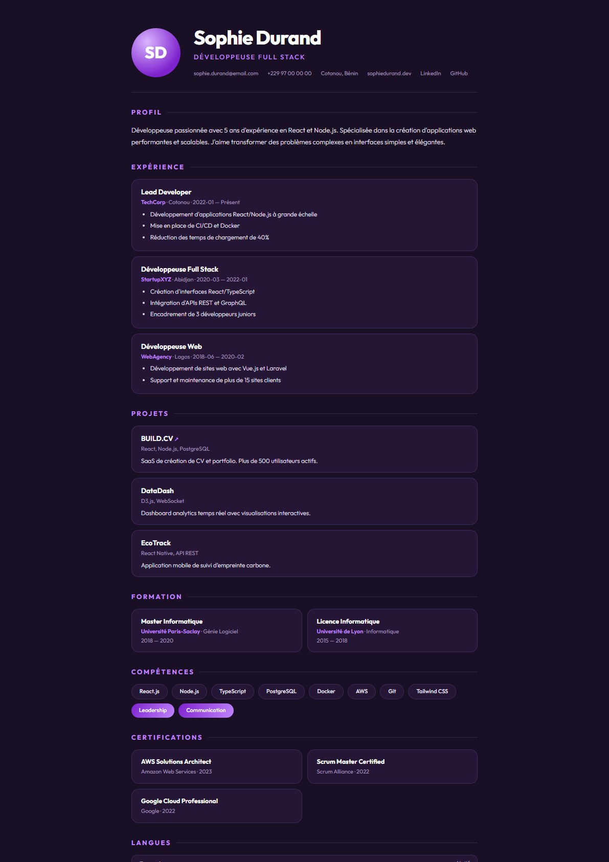 Modèle de CV Velvet