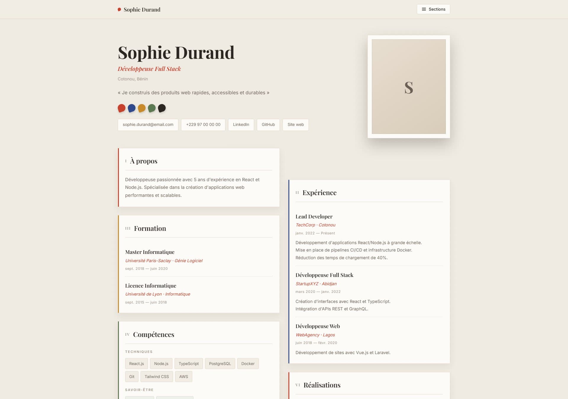 Modèle de portfolio Artist