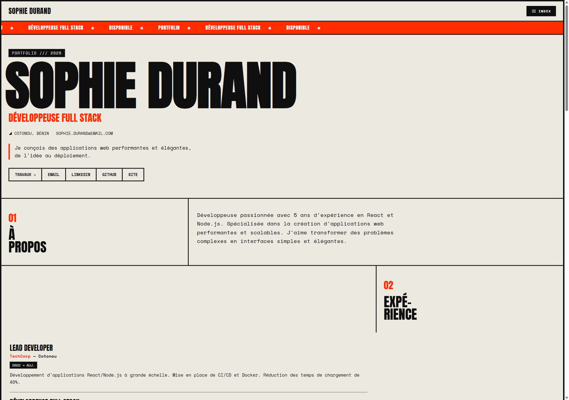Modèle de portfolio Brutalism