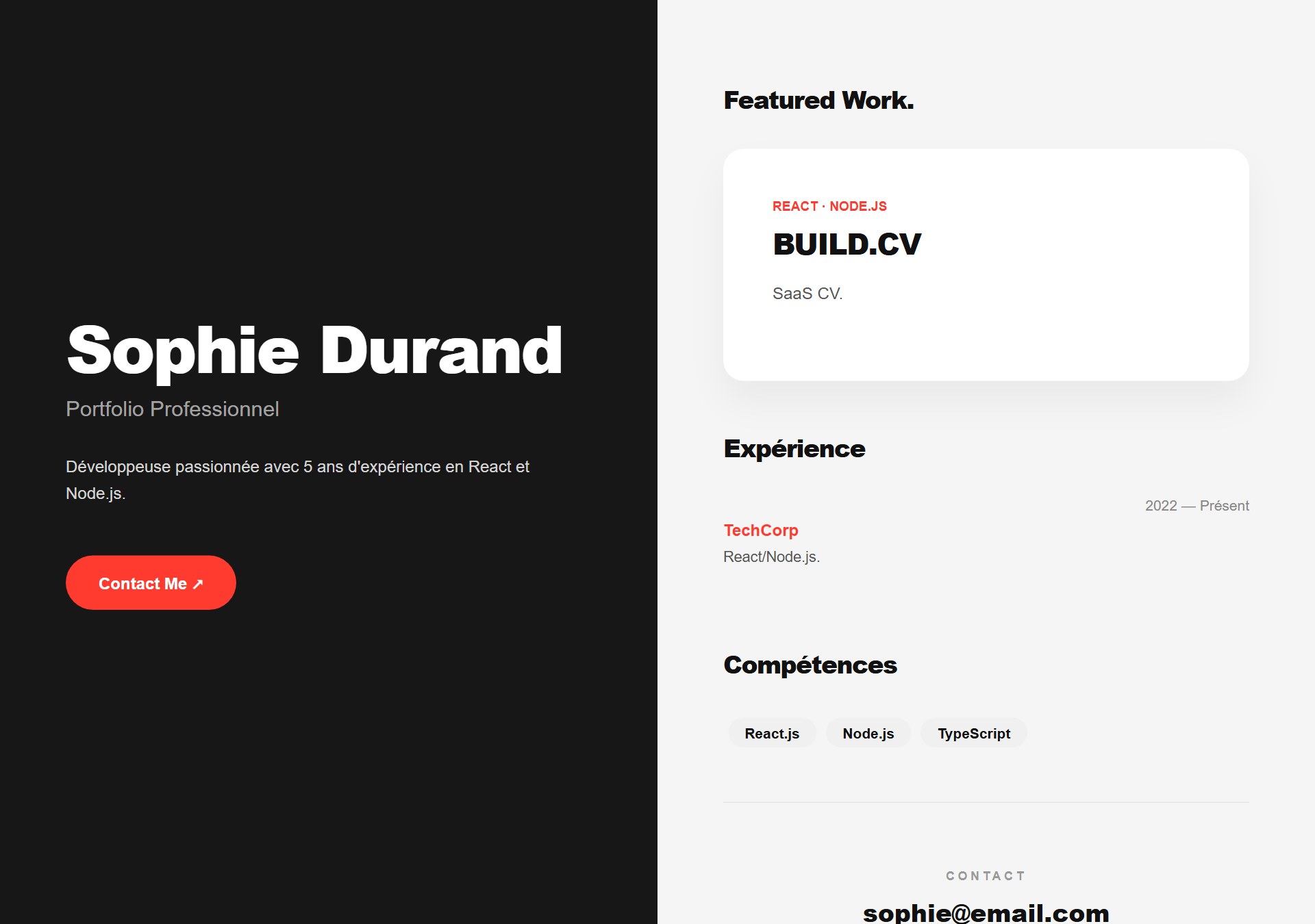 Modèle de portfolio Creative Split