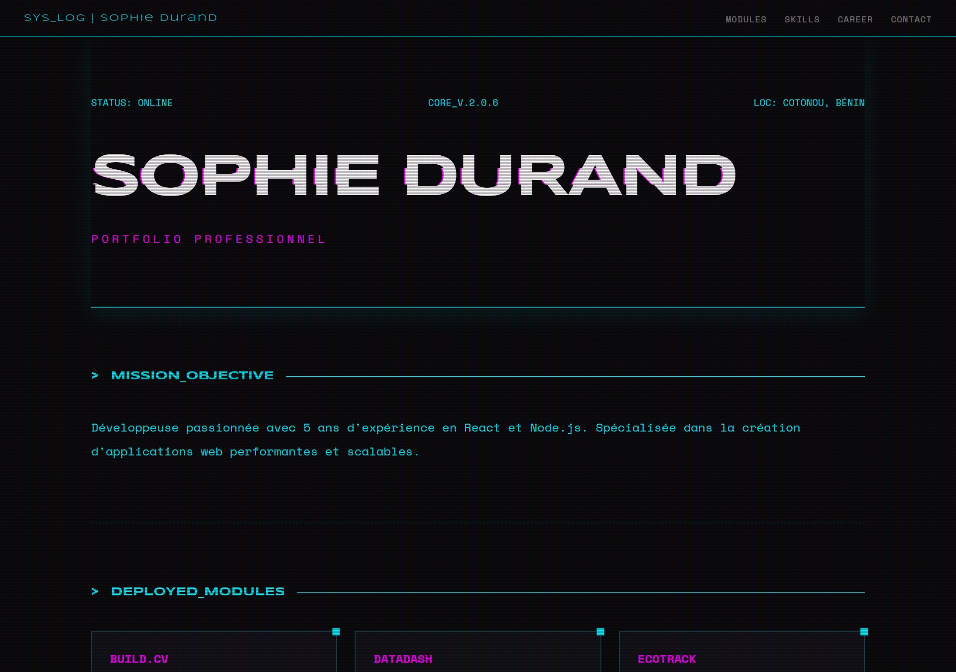 Aperçu du portfolio Cyber