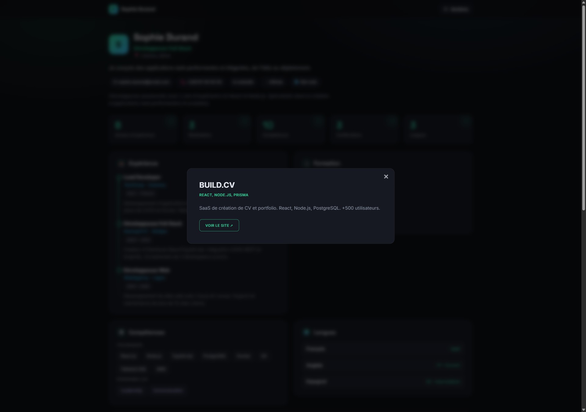Modèle de portfolio Dashboard