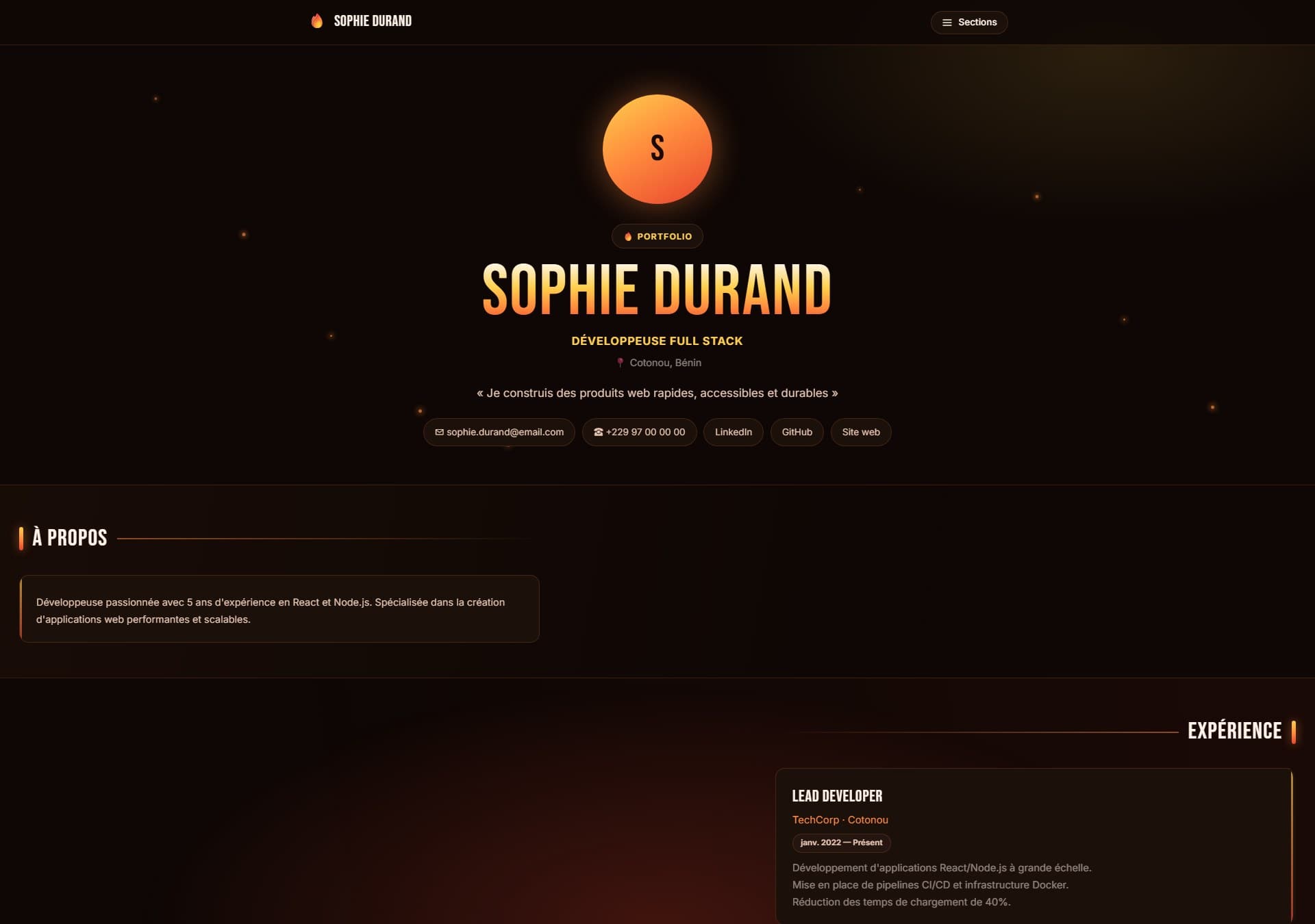 Modèle de portfolio Fire