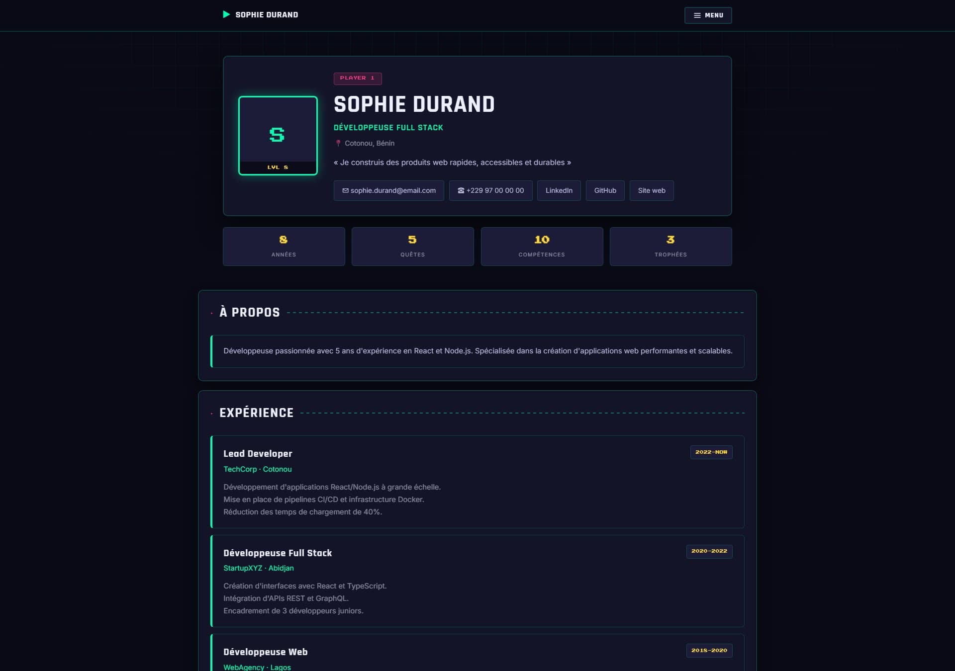 Modèle de portfolio Gaming