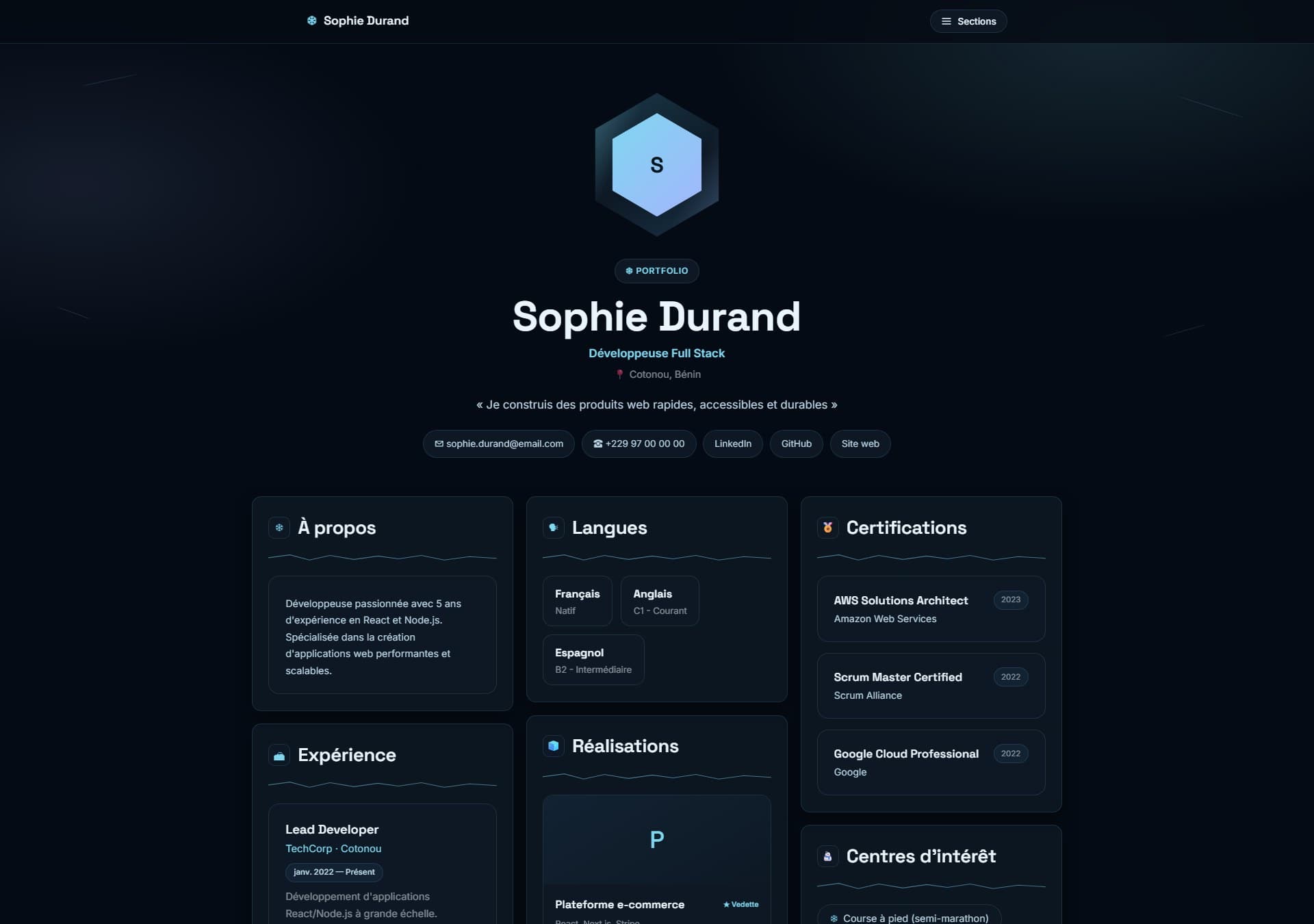 Modèle de portfolio Ice