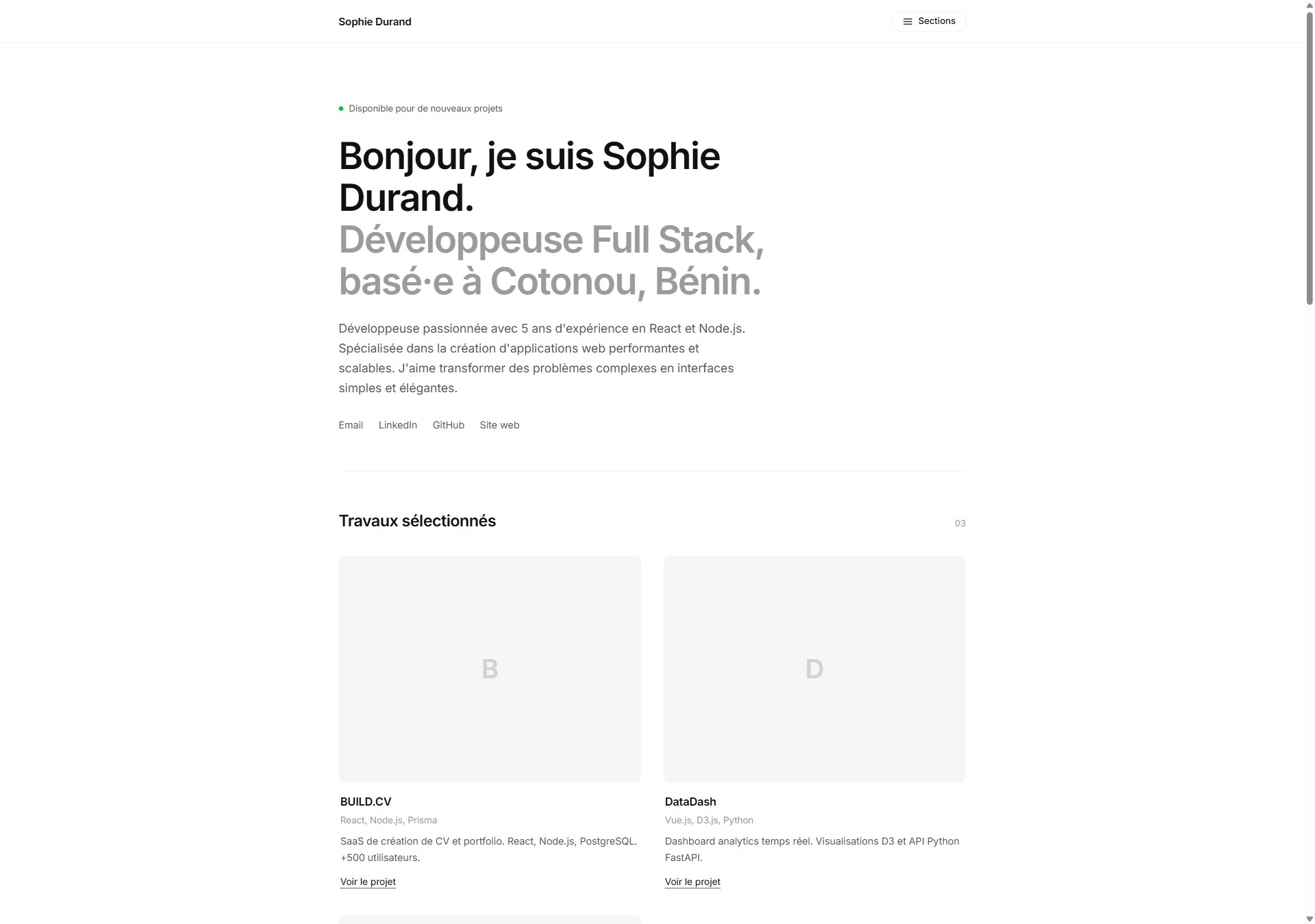 Modèle de portfolio Minimaliste
