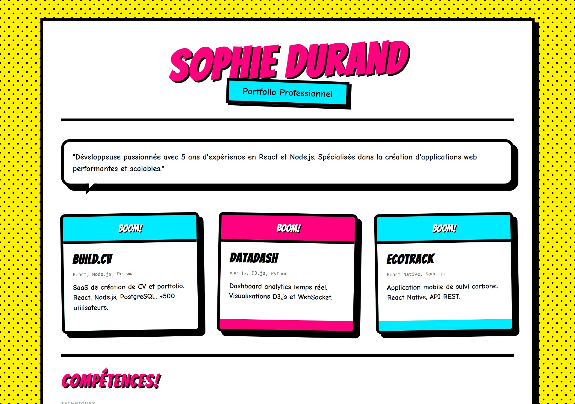 Modèle de portfolio Neo Pop