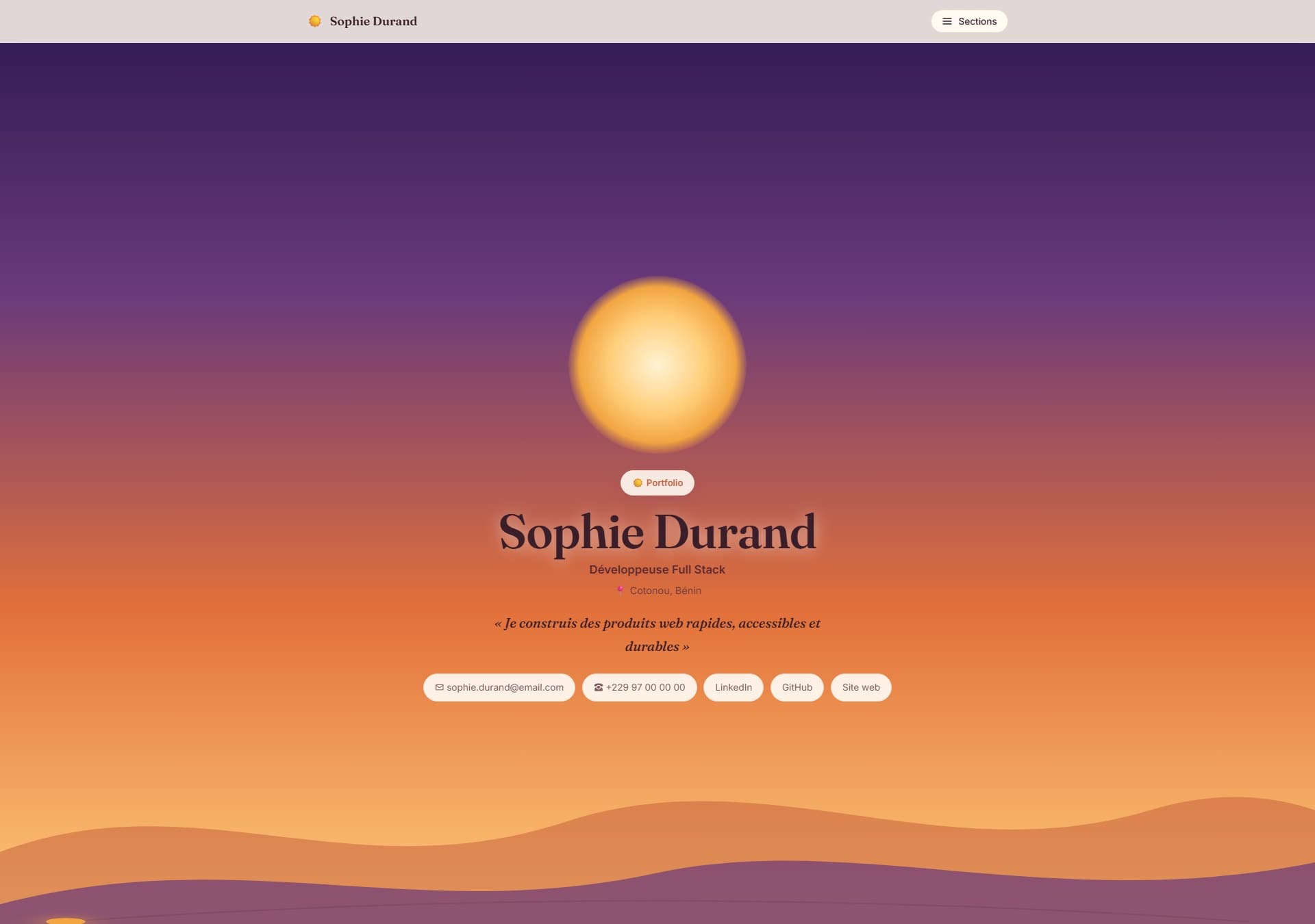 Modèle de portfolio Sunset